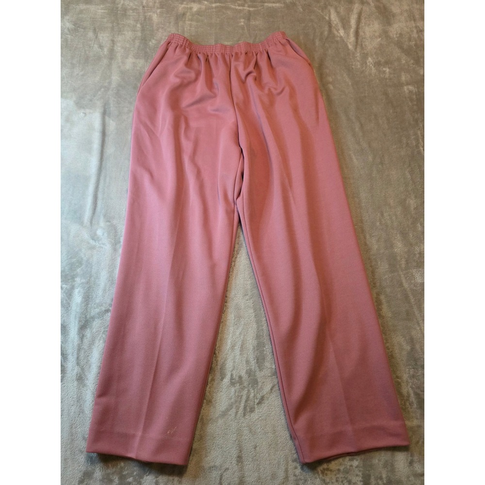 Alfred Dunner Pants Women 14 Mauve Pink Elastic Waist Straight Leg Polyester